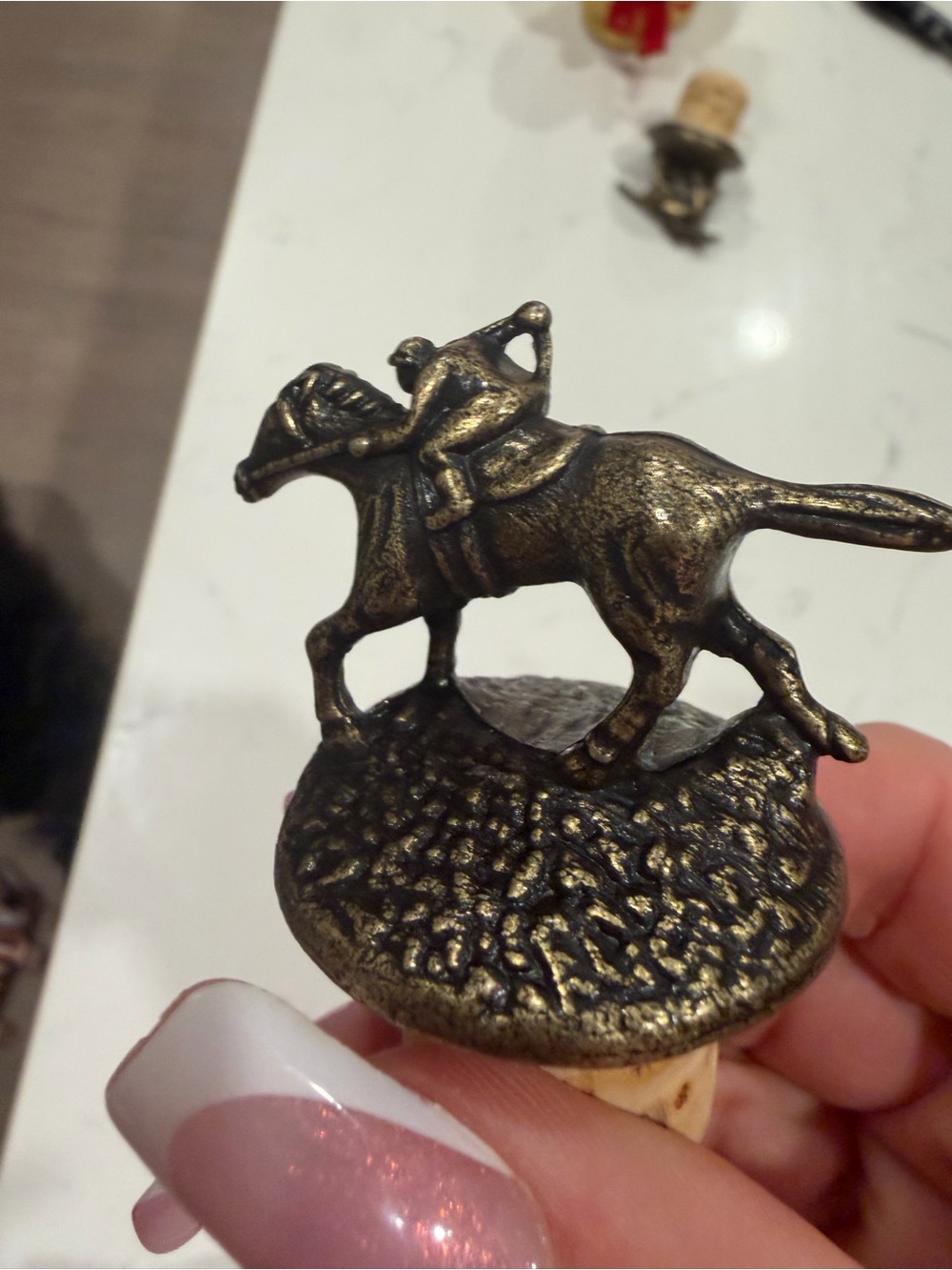 Antique Bronze-Tone Horse & Jockey Decorative Bottle Stopper